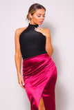 CEFIAN Sexy Gathered Front Crossover Midi Skirt