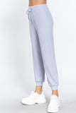 ACTIVE BASIC Waist String Detail Hacci Long Pants