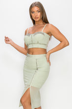 Load image into Gallery viewer, IRIS DESIGN Studded Stone Cami Top &amp; Slit Mini Skirts Set