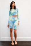 TASHA Multicolor Tie-dye Velvet Cropped Long Sleeve Top & Bike Shorts Set