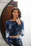 TASHA Multicolor Tie-dye Velvet Cropped Long Sleeve Top & Bike Shorts Set