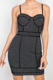 IRIS DESIGN Sleeveless Sparkle Honeycomb Bodycon Dress