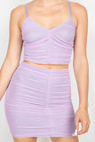 IRIS DESIGN Shirred Cami Top & Mini Skirts Set