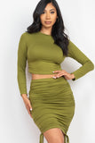 CAPELLA APPAREL Ruched Side Crop Top & Drawstring Skirt Set