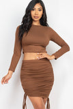 CAPELLA APPAREL Ruched Side Crop Top & Drawstring Skirt Set