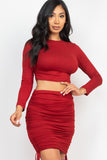 CAPELLA APPAREL Ruched Side Crop Top & Drawstring Skirt Set