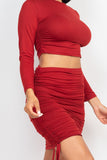 CAPELLA APPAREL Ruched Side Crop Top & Drawstring Skirt Set