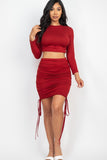 CAPELLA APPAREL Ruched Side Crop Top & Drawstring Skirt Set