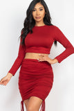 CAPELLA APPAREL Ruched Side Crop Top & Drawstring Skirt Set