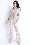 KTOO Sequin Button Down Shirt And Pant Set