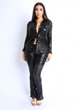 KTOO Sequin Button Down Shirt And Pant Set