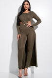 MISS CALIFORNIA Solid Heavy Rayon Spandex Long Sleeve Crossed Over Long Top And Leggings 2 Piece Set