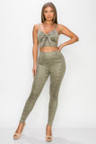 IRIS DESIGN Embossed Snake Print Top And Leggings Set