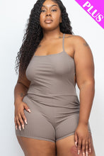 Load image into Gallery viewer, CAPELLA APPAREL Plus Ribbed Sleeveless Back Cutout Bodycon Active Romper