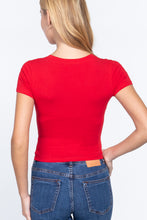 Load image into Gallery viewer, ACTIVE BASIC Short Sleeve V-neck Crop Top