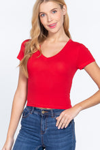 Load image into Gallery viewer, ACTIVE BASIC Short Sleeve V-neck Crop Top