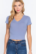 Load image into Gallery viewer, ACTIVE BASIC Short Sleeve V-neck Crop Top