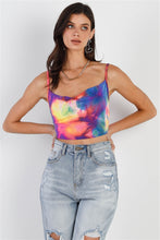 Load image into Gallery viewer, TASHA APPAREL Multi Color Neon Tie-dye Lurex Cowl Neck Sleeveless Crop Top