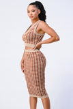 PRIVY Gingham Rib Knit Top And Skirt Sets