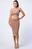 PRIVY Gingham Rib Knit Top And Skirt Sets