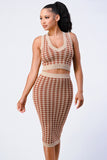 PRIVY Gingham Rib Knit Top And Skirt Sets