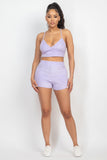 IRIS DESIGN Terry Towel Bralette Top & Mini Shorts Set