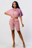 CAPSULLE Pants Set In Color Block With Hoodie And Detachable Bottom Part