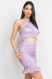 IRIS DESIGN Halter Neck Crop Top & Skirts Set