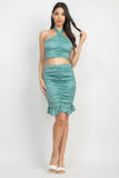 IRIS DESIGN Halter Neck Crop Top & Skirts Set