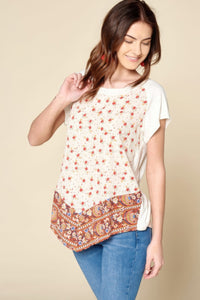 ODDI Ditsy Floral Border Printed Loose-fit Tee