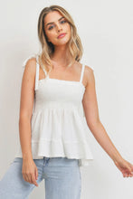 Load image into Gallery viewer, PAPER CRANE Smocking Bust With Self Tie Straps Sleeveless Waffle Top