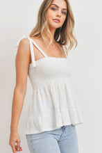 Load image into Gallery viewer, PAPER CRANE Smocking Bust With Self Tie Straps Sleeveless Waffle Top