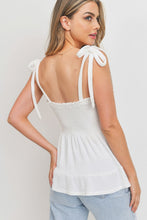 Load image into Gallery viewer, PAPER CRANE Smocking Bust With Self Tie Straps Sleeveless Waffle Top