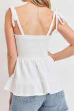 Load image into Gallery viewer, PAPER CRANE Smocking Bust With Self Tie Straps Sleeveless Waffle Top