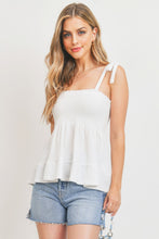 Load image into Gallery viewer, PAPER CRANE Smocking Bust With Self Tie Straps Sleeveless Waffle Top