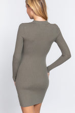 Load image into Gallery viewer, ACTIVE BASIC Long Slv V-neck Sweater Rib Mini Dress