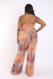 KTOO Printed Tube Jumpsuit With Self Belt