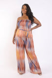 KTOO Printed Tube Jumpsuit With Self Belt