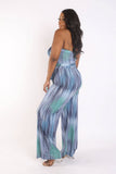 KTOO Printed Tube Jumpsuit With Self Belt