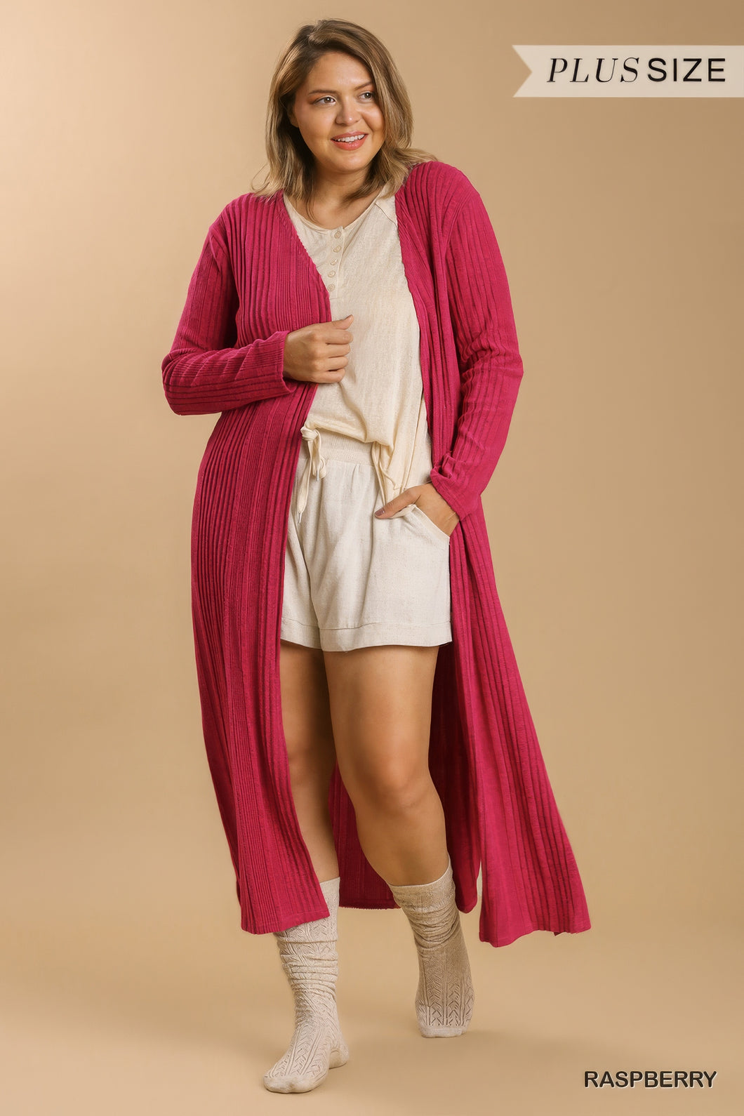 UMGEE Open Front Long Body Cardigan