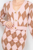 IRIS DESIGN Diamond Button-front Cardigan Top