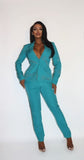 CAPSULLE 2 Piece Powersuit Blazer & Pants Set With Rhinestone Letterings On Blazer