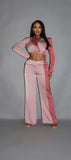 CAPSULLE Crop Blazer With Matching Low Rise Wide Leg Pant Set With Pockets