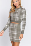 ACTIVE BASIC Check Jacquard Sweater Mini Skirt