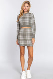 ACTIVE BASIC Check Jacquard Sweater Mini Skirt