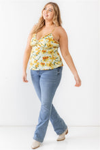 Load image into Gallery viewer, TASHA Plus Floral Print Woven Ruffle Sleeveless Back Zipper Tank Top