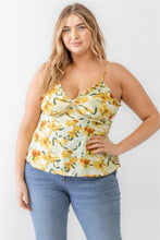 Load image into Gallery viewer, TASHA Plus Floral Print Woven Ruffle Sleeveless Back Zipper Tank Top