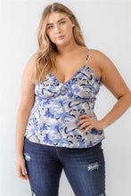 Load image into Gallery viewer, TASHA Plus Floral Print Woven Ruffle Sleeveless Back Zipper Tank Top