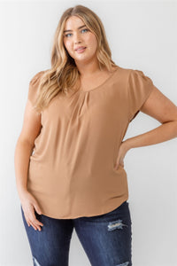 TASHA Plus Koshibo Textured Cap Sleeve Top