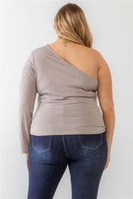 Load image into Gallery viewer, TASHA Plus Mocha Textured One Shoulder Top